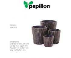 Papillon Rattan - Planter, Set di 4 unità di 14 16 23 30 cm, Marrone