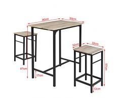 SoBuy® Set 3 Pezzi Tavolo con 2 sgabelli, Set di mobili da Balcone,OGT10-N,IT…