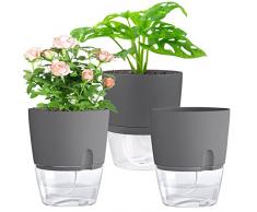 Xingsky Vaso per erbe aromatiche, set da 3 pezzi sistema di irrigazione con auto-irrigazione e serbatoio dellacqua, per piante da interno, fiori ed erbe aromatiche, cucina, balcone, camera da letto