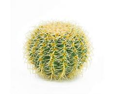 artplants.de Echinocactus Decorativo, Verde-Giallo, 30cm - Cactus Artificiale/Cuscino della Suocera