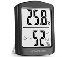 Hoyiours Mini Igrometro Termometro Digitale,Termometro Igrometro con Icona Comfort,Monitor di Temperatura e umidità per Ufficio, Casa, Garage,Stanza del Bambino (Nero)