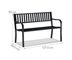 Relaxdays Panca da Giardino, a 2 Posti, Design Intrecciato, da Terrazzo, per Balcone, HxLxP 82 x 127,5 x 59,5 cm, Nero