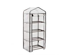 Sekey Serra da Giardino per Piante, Serre in plastica con 4 Ripiani in Acciaio zincato, 69 x 49 x 158 cm, Bianco