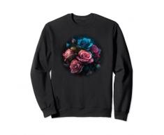 Bellissimo mazzo di rose che sboccia, fiori blu, rosa, viola Felpa