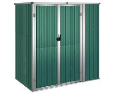 Tidyard Capanno,Casetta,da Giardino,per Esterno con Porta in Acciaio Zintato,Verde,161x89x161 cm,Capanno da Giardino in Acciaio,Capanno Attrezzi Acciaio,Casetta Attrezzi,Casetta Acciaio Lamiera