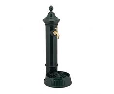 Relaxdays 10022942 Fontana a Colonna, Giardino, Terrazza, Stile Antico, Rubinetto, Vaschetta, HxLxP: 72 x 26 x 31 cm, Verde Scuro