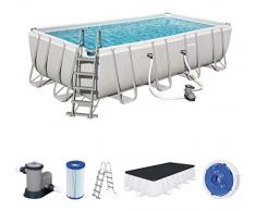 Bestway Power Steel - Piscina rettangolare con telaio in acciaio, con pompa filtrante