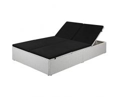 vidaXL Lettino Prendisole Doppio in Polyrattan Sdraio Lounge Sedia Giardino