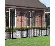Festnight Recinzione da Giardino con Punta a Lancia, Cancello Giardino, Cancelletto Giardino, Cancello Ferro Battuto, Cancello Recinzione Ferro, Nera 190cm Acciaio