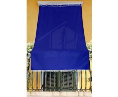 Tenda da Sole con Kit Ganci e Anelli in Tessuto Resistente da Esterno o Balcone Misura cm 140x250 Dis.5 Tinta Unita Colore Blu