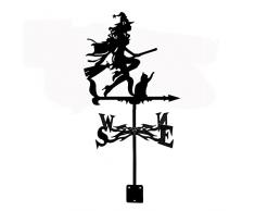 CNMJI Banderuola Segna Vento Strega E Gatto Segnavento Acciaio Inossidabile Weathervane Indicatore di Direzione del Vento per Fienili da Giardino Esterni Decorazione