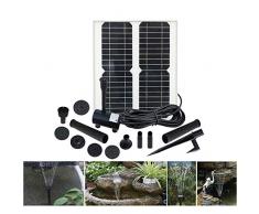 FYLY-Solare Fontana Pompa, Fontana A Zampillo A Energia Solare, con Pannello Solare da 30W e Kit Teste Sprinkler, per Bagno per Uccelli, Acquario, Decorazione per Laghetto o Giardino