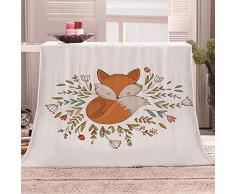 JKRFV Coperta in Pile Animali e Volpi Plaid Letto Coperte di Sherpa da Salotto in Stile scandinavo per Divano o Letto 180x200cm