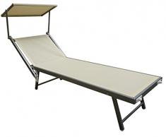 Lettino mare stabilimento spiaggia in alluminio,viti INOX 190x70xh40/90cm sdraio (ECRU)