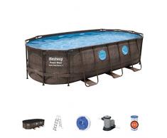 Piscina fuoriterra Ovale BESTWAY Modello Power Steel Swim Vista Series con Oblò, Cm. 549x274x122, Capacita 13.430 Litri