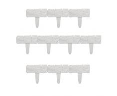 Relaxdays Recinzione da Giardino, Set da 10 Pareti, Bordure per Aiuole Aspetto Pietra, in Plastica, HxL 10x25 cm, Bianco, 100%