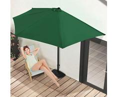 Miadomodo Ombrellone terrazzo per balcone da parete mezzaluna semirotondo colore verde