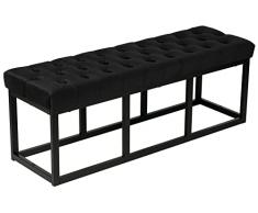 CLP Panca Polson Velluto con Base in Metallo I Panca Imbottita Trapuntata, Colore:Nero, Dimensione:120 cm