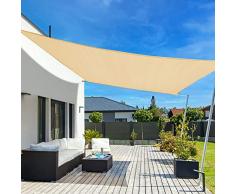 LOVE STORY Tena a Vela 4x4m Vela ombreggiante Quadrata Parasole Esterno Traspirante HDPE Protezione UV per Giardino Terrazza，Sabbia