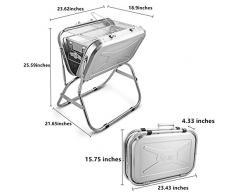 Cowekai Griglia per Barbecue Portabile e Pieghevole Barbecue Griglia a Carbone Professionale Grill Barbecue Carbone BBQ Grill a Carbone Argento per Picnic in Balcone e Giardino, Campeggio,Argento