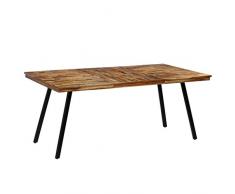 Festnight Tavolo da Pranzo Rettangoalre Design Industriale Piano in Teak Recuperato e Gambe Acciaio,Tavolo da Cucina,Tavolo Sala da Pranzo,Tavolo da Giardino Esterno 180x90x76 cm