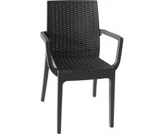 POLTRONA DAFNE ARETA RESINA IN SIMIL RATTAN ANTRACITE SEDIA SEDUTA BRACCIOLI