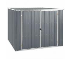 Tidyard Casetta Porta Attrezzi Capanno da Giardino in Acciaio Zincato Casetta da Giardino per Esterno 195x198x159 cm Grigio
