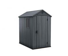 Keter Casetta da giardino Darwin 4x6, Finitura Effetto Legno Naturale, Grigia, 126x184,5x205 H Cm