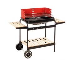 Enrico Coveri Barbecue Rettangolare A Carbone Multifunzione Con Struttura In Acciaio E Ripiani In Legno Per Giardino, Terrazzo E Balcone (Texas)