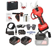 Forbici Potatura Elettriche, Forbici Professionali Senza Fili con MAX 40 mm Elettriche, 2 PCS Potatura a Batteria Ricaricabile da 3000 mAh,Con Prolunga da 1,2 m,Forbici da Potatura Ricaricabili