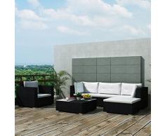 vidaXL Divano da Esterno Set 17 pz in Polirattan Nero Sofa Giardino Patio