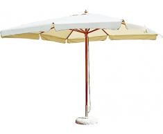 Gruppo Maruccia - Ombrellone da Giardino in Legno - Struttura con Palo Centrale e Stecche Maggiorate - Tetto Idrorepellente - Misura 3 x 3 Metri (Ecrù)