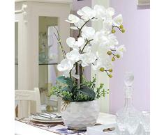 Cldada Orchidee Artificiali Phalaenopsis Soggiorno Decorazione Floreale Finta Decorazione Floreale in Vaso Bianco 65 × 40Cm