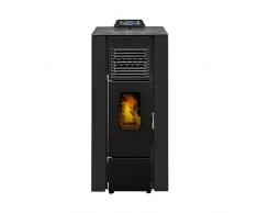 STUFE A PELLET ITALIA - Canada 14kw - Stufa ad Aria Ventilata, Efficienza 89%, Scalda 130m², Autonomia 15H, 5 Velocità, 5 Livelli di Potenza, Programmabile, Garanzia 24 Mesi, NERO