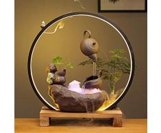 WANJIAJIA Fontana Zen da Interno Decorative con Anello Luminoso et Lncenso di Riflusso et Nebulizzatore Artigianato Decorativo in Ceramica per Casa Ufficio Camera da Letto,C