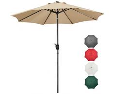 Yaheetech Ombrellone da Giardino Inclinabile con Manovella in Alluminio e Poliestere Impermeabile Anti UV da Esterno Spiaggia Terrazze Bar Balcone ø 261 x 240 cm Ecrù