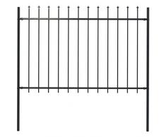 Festnight Recinzione da Giardino con Punta a Lancia in Acciaio,Recinzione in Acciaio,Recinzione Metallo 1,7x0,6 m/1,7x0,8 m/1,7x1 m/1,7x1,2 m Nera