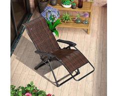 YLLN Sedie di Salotto del Rattan di, Chaise Longue per Qualsiasi Tempo della Chaise-Lounge di gravità Zero Traspirante Antiscivolo Traspirante per Il Supporto Prendisole allaperto del Giardino 440lb