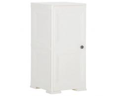 QZZCED Armadio per archiviazione Armadio multifunzionale Armadio portaoggetti Armadietto in Plastica 40x43x85,5cm Effetto Legno Bianco Angora Adatto a soggiorno, camera da letto, garage