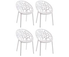 CLP - Set di 4 sedie da giardino Hope in plastica I 4 sedie impilabili resistenti alle intemperie con portata massima di 150 kg, colore: Bianco
