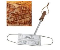 HAPPYGOU BBQ Barbecue Marchio in Ferro Firma Nome Marcatura Strumento Timbro Carne Bistecca Burger 55 x Lettere e 8 spazi
