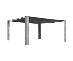 vidaXL Gazebo con Tetto Mobile Polyrattan Grigio Tenda Giardino Tendone Feste