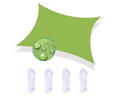 Bluecool Vela Ombreggiante Tenda 3X4m Telo da Sole Anti-UV Impermeabile Resistente a Strappi Protezione Solare Facile da Installare per Giardino Verande Cortile, Verde