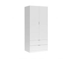 MarinelliGroup Armadio Multiuso armadietto Mobile Bagno casa Garage 2 Ante 5 Ripiani Bianco 73 X 37 X 180