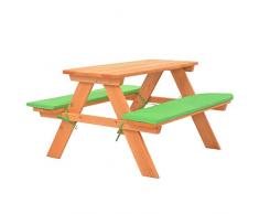 vidaXL Tavolo e Panche da Picnic per Bambini Cuscini Impermeabili Set per Esterni Arredi Giardino Tavola Gioco Legno Massello Abete
