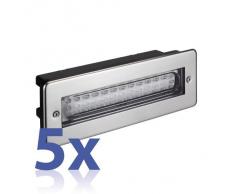 Lampada LED da incasso su parete da Parlat (39 LEDs, bianco caldo, alluminio, 230V, uso interni ed esterni confezione da cinque)