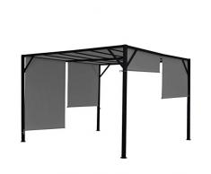 Mendler Gazebo pergola baldacchino apribile Baia Acciaio Poliestere 4x4m Grigio