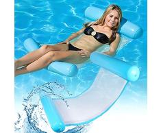 Letto Galleggiante,Galleggiante Amaca,Amaca Gonfiabili per Piscine,Acqua Gonfiabile Galleggiante Lettino Pieghevole Reclinabile,4 in 1 Amaca Gonfiabile, per Piscina, Spiaggia ,Adulti e Bambini (Blu)