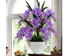 LOF-fei Orchidea artificiale la seta home decor tavolo da pranzo accessori in,l'viola rotonda in ceramica vasi di fiori
