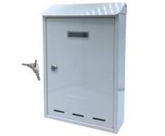 Cassetta Postale da Parete, per Esterno, in Acciaio Galvanizzato con Finestrella, Chiusura a Chiave e Targhetta Nome, Buca - MADE IN ITALY (Bianco)